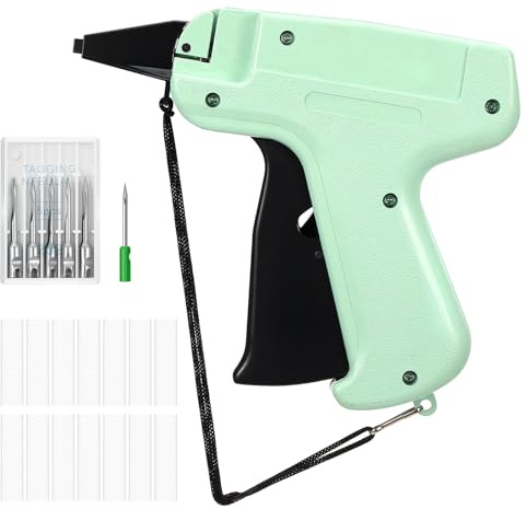 HonGien Juego de pistolas de etiquetado de ropa con 6 agujas y 1000 etiquetas, púas, pistola de fijación de etiquetas de precio para ropa, calcetines, sombreros, mochilas (verde)