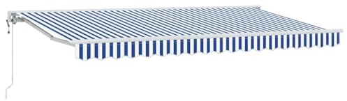 vidaXL Toldo Retráctil Azul y 400 x 200 cm Aluminio y Tela, Toldo Semi-Cassette Moderno para jardín y terraza, Rectangular, diseño Flexible, fácil de Instalar y versátil