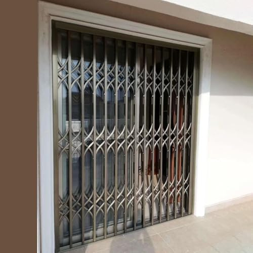 Barres de sécurité pour porte coulissante extérieure et grille de fenêtre pliable en métal pour enfants et animaux domestiques - Garde-corps de balustrade pour fenêtres de sous-sol et de balcon (l 125