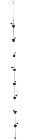 YDuupxe Cadena de Lluvia de 7,9 Pies, Recogedor de Lluvia Decorativo de Pájaros de Metal con 8 Tazas para Canalones, Bajante de Repuesto de Canalón de Hierro Negro para Decoración de Terraza de