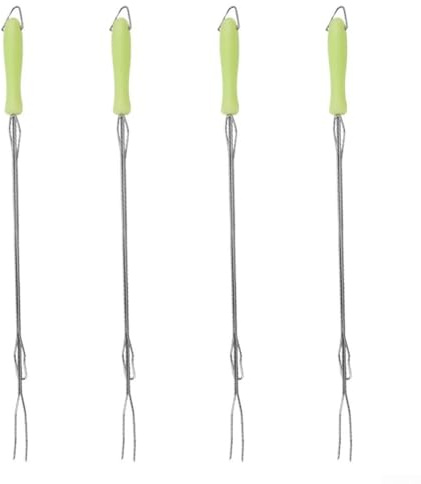 Lot de 4 fourchettes télescopiques en acier inoxydable pour barbecue jusqu'à 76 cm pour feu de camp, camping, barbecue dans le jardin et brochettes (C)