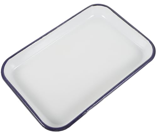 LALAFINA Bandeja para Hornear de Porcelana Esmaltada Rectangular Alta Resistencia al Desgaste, Apta para Horno y Lavavajillas, para Pizzas y Panes Caseros