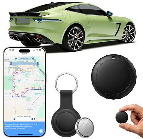 GPS-Tracker für Fahrzeuge, Neu Dual-System Kompatibel mit Android und iOS, Magnet Case GPS Tracker fürs Auto Ohne ABO, Echtzeit Tracker T-ag Global abdeckender, Bluetooth Schlüsselfinder, Wasserdicht