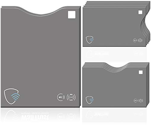 WallTrust RFID Schutzhüllen - Blocker NFC Schutzhüllen (12 Stück) Kreditkarte, EC Karte, Bank Karte, Personalausweis & Reisepass - Hülle - Schutz gegen Funk Datenklau - Kartenhülle