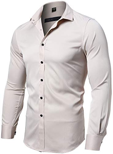 INFLATION Camicia Elastica Uomo, Manica Lunga, Slim Fit, Casual/Formale Sia Disponibile, più Colori tra Cui Scegliere