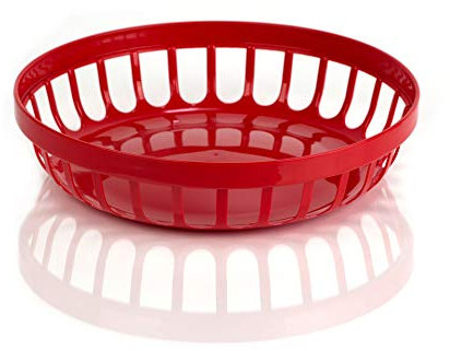 Kimmel Corbeille à pain - Bol à fruits - Réutilisable - Incassable - Empilable - En plastique - Rouge - Medium (21 cm) - Simple