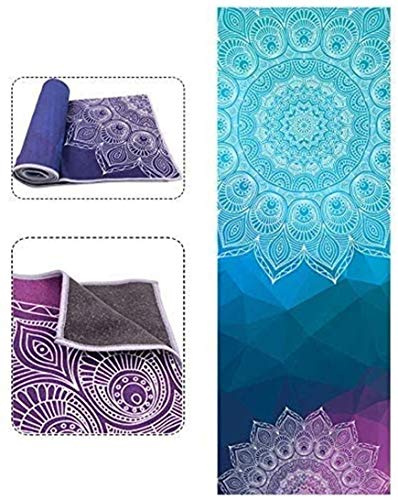 Printed Yoga Towel Lightweight Workout Exercise Mat Travel Yoga Mat Cover Foldable Non Slip Mats Towel for Fitness Physio Pilates Workout, 72inch x 24inch(183cm x 63cm), Coming with Carrying Bag