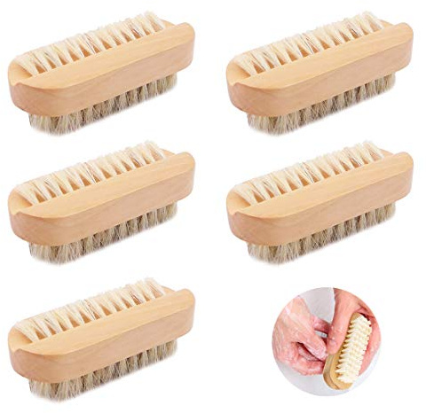 5 Pcs Two-Sided Wooden Nail Brushes,Double Sided Nail Hand Scrubbing Cleaning Brush Natural Wood Brush for Men Women Manicure Supplies