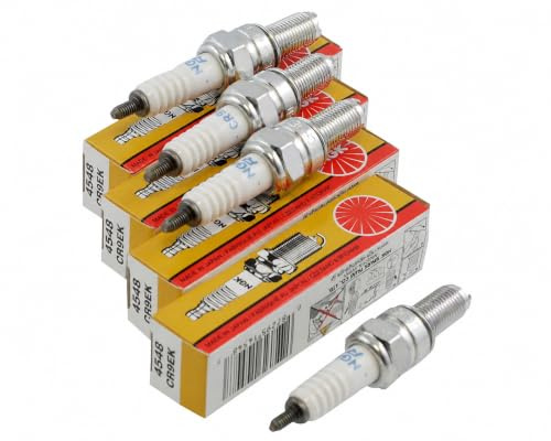 4x NGK CR9EK 4548 Zündkerzen SW16 M10 19mm kompatibel mit Triumph, Kawasaki | Typ CR9EK, Gewinde M10 x 1,25, Funkenlänge 2,5mm, entstört 5 kOhm; kompatibel mit Bimota, Set 4 Stück, Referenz 5600, U27ETR