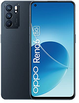 OPPO Reno 6, Smartphone 5G Débloqué, 8 Go RAM + 128 Go, Ecran AMOLED 90Hz 6,43, Caméra 64 MP, Mode 108 MP, Charge Rapide 100% en 28 mins, 4300 mAh, Design Ultra Fin et Léger, Noir [version FR]