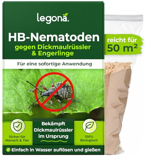 Legona HB-Nematoden gegen Dickmaulrüssler - 50m² / 25 Mio - hochwirksam & biologisch Käfer und Engerlinge des Junikäfer und Gartenlaubkäfer bekämpfen