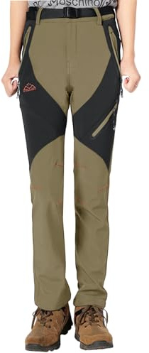 YSENTO Damen Outdoor Wanderhose Wasserdicht Softshellhose Fleece Gefüttert Warm Winter Trekkinghose Skihose