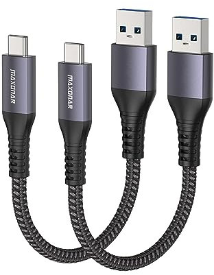 Maxonar USB C Kabel Kurz 30cm/0.3M [2Stück] 10Gbit USB3.2 Gen2 Datenkabel Typ C Android Auto QC3.0 3.1A USB A auf C Schnellladegerät für Samsung Note20 Galaxy S23/S22/S21 Galaxy Z Flip 5 Pixel 8 Pro