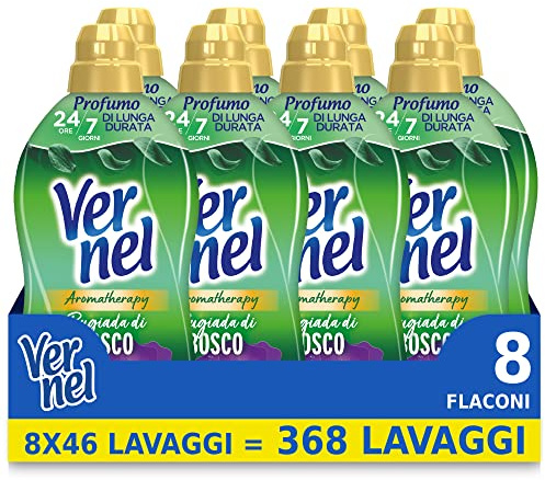 Vernel Aromatherapy rosée de bois, adoucissant machine à laver concentré, sensation de parfum comme fraîchement lavé, 8 x 46 lavages, total 368 lavages