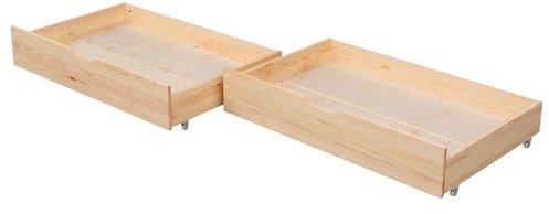 Happy Garden Set di 2 cassetti per riporre sotto Il Letto in Legno Marceau, Box in Legno con rotelle sotto la Base del Letto
