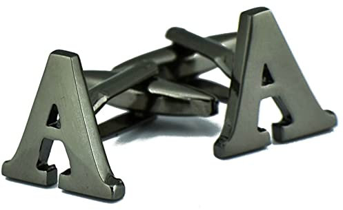 Stfery Manschettenknöpfe Buchstaben Schwarz, Manschettenknöpfe Gravur Hochzeit Kupfer Cufflinks Buchstabe A Schmuck Geschenk