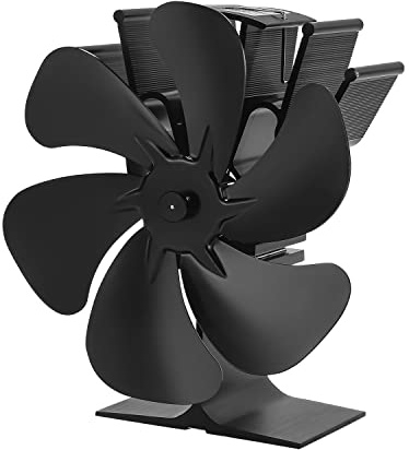 Randaco Kaminventilator 6 Blättern Ofenventilator hitzebetrieben Umweltfreundlich Friendly Kamin Ventilator für Kaminöfen Leiser Betrieb Ventilator mit magnetischem Thermometer
