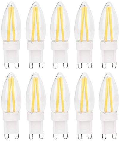 Natudeco 10Pcs G9 Dimmable LED Bulb Long Filament Bi‑Pin Light Bulbs Decorative Lamp Bulb Warm White Base Bulb Lamp Accessory for Home Car Lighting 3W AC