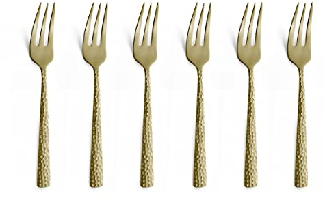 Amefa Felicity PVD Kuchengabel Set 6-teilig | Champagner | PVD Dessertgabel Set für 6 Personen | Dessertgabeln | Dessertbesteck