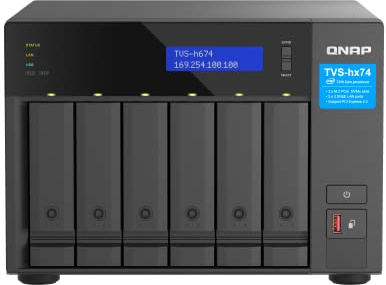 QNAP TVS-h674-i3-16G Intel Core i3 Processor, 16 GB RAM, PCIe Gen 4 expandability NAS for virtualization applications Black