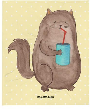 Mr. & Mrs. Panda Wohndecke Katze Dose - Geschenk, Tagesdecke, Haustier, Katzenmotive, Wolldecke, Katzenaccessoires, Katzenbesitzerin, Kater, Trinken,