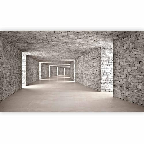 artgeist Wall Mural 3D Tunnel 193x110 in - XXL Peel and Stick Self-Adhesive Foil Wall Mural Removable Sticker Premium Print Picture Image Design Home Decor Faux Bricks d-B-0332-a-b