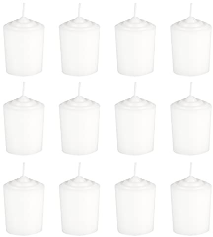Mega Candles 12 pcs Unscented White Votive Candles, Hand Poured Wax Candle 15 Hours 1.5 Inch x 2.25 Inch, Home Décor, Wedding Receptions, Centerpieces, Occasions, Events, Festivities, Meditations