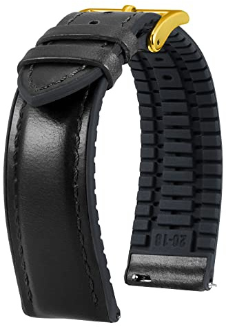 BINLUN Cinturino per Orologio in Pelle 22mm 21mm 20mm 19mm 18mm 16mm 14mm Pelle Cera Olio e Silicone Ibrido Cinturini di Ricambio Retrò Cinturino a Sgancio Rapido per Uomo Donna(20mm,Nero)