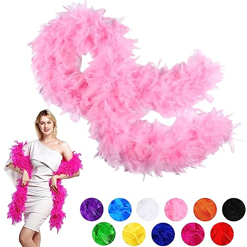 Federboa-Zubehör, Marabu-Federboa, Verkleidung für Partys, Festivals, Stolz, Halloween, Weihnachten, Junggesellinnenabschied, Kostüm, Zubehör, 2 m, 80 g (Rosa)