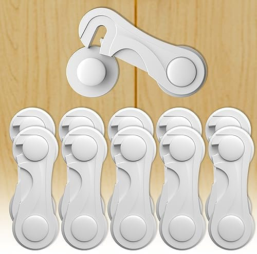 10 Stück Kindersicherung Schrank Schubladen, Kindersicherung Schubladen, einfach zu installierende babysichere Schrankschlösser, geeignet für Schränke, Schubladen und Kühlschranktürschlösser