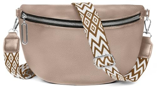 HLEIUKT Sac Bandoulière Femme, Sac a Main Femmes Bandoulieres avec Large Sangle, Sac Banane Femme Chic Cuir Imperméable, Petit Sac Bandouliere Femme avec Bandoulière Amovible