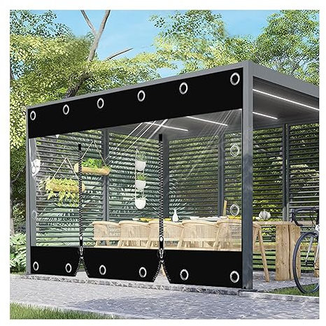 SHUITUKOUU Planenvorhänge for den Außenbereich mit Reißverschlusstür, robuste PVC-Plane, wasserdicht mit Reißverschluss, for Terrassenüberdachung, anpassbar (Size : H2.4xW3m/H7.8xW9.8ft)
