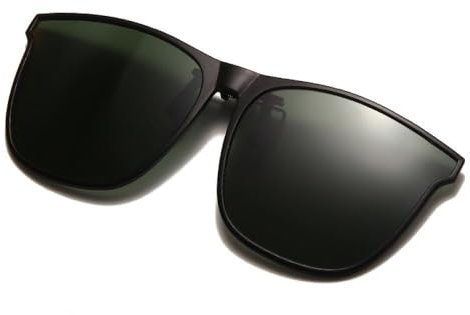 SONISA Polarisierte Sonnenbrille zum Aufstecken, fotochrom, für Autofahrer, Nachtsichtbrille, blendfrei, Vintage, quadratische Brille, dunkelgrün, H