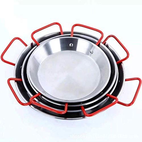 DameCo Paella-Pfanne mit 2 Griffen aus Edelstahl, 1 Set enthält 4 Teile, spülmaschinenfest, umweltfreundlich – Kochen Sie spanische Köstlichkeiten, Silber, 4-teiliges Bratpfannenset Interesting