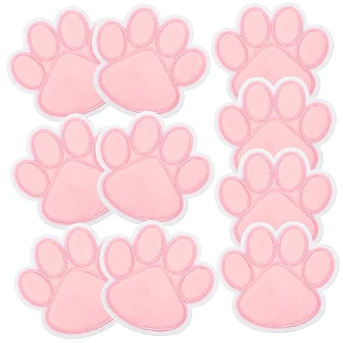 NUOBESTY 10pcs Dog Paw Embroidered Patches with Adhesive Backing for DIY Clothes Decoration, Small Animal Paw Appliques for Jackets, Hats, and Coats, Sewing Craft Supplies for Repair and Style