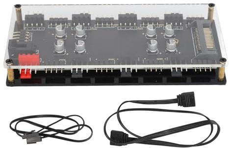 ARGB-PWM-Lüfter-Hub, 2-in-1 8-Wege-12-V-4-Pin-PWM-ARGB-Gehäuselüfter-Hub-Adapter mit SATA-Stromversorgung für Motherboard-Lüfter und CPU-Lüfter