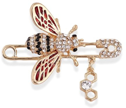 Broche en forme d'abeille en cristal avec strass pour femme et fille, Métal