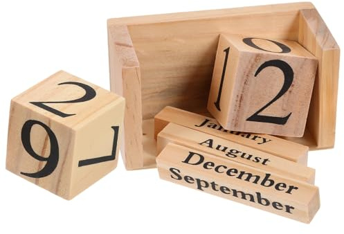 GENERISCH Kalender Aus Holzblöcken Büroholzkalender Eleganter Tisch Mit Holzklötzen Europäischer Bürodekoration Hölzern Kleiner Schreibtisch