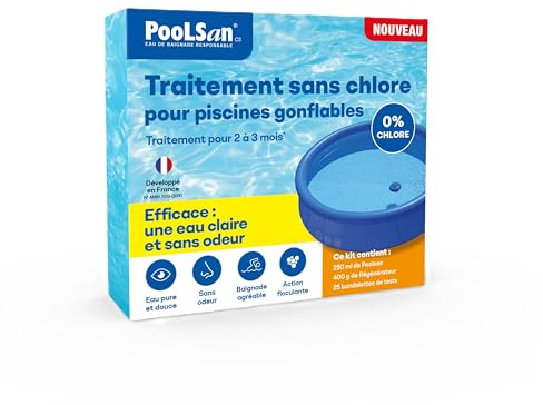 BSI - PooLSan - Solution sans Chlore - pour Une Désinfection des Petites Piscines Gonflables - Jusqu'à 2 A 3 Mois - Elaboré en Europe