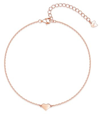 Deyanse fotkedjor för kvinnor illber, Infinity hjärta/hjärta fotkedja, 925 sterlingsilver fotlänk för kvinnor, sommar strand fotled armband fotspänne, vattentät fotsmycke justerbar – 22 5 cm,