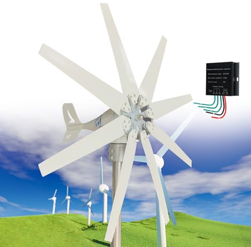14000W Vindturbingenerator, 12V/24V/48V/110V/220V 8-Blads Vindkraftverksgeneratorsats, 3-Fas AC Permanent Magnet Generator, med Styrenhet, Small Wind Turbine Generator,24V