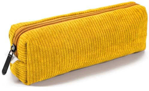 QZKJQDD Federmäppchen Mädchen, Schlamppermäppchen Cord, Portable Federtasche Erwachsene, Pencil Case Aesthetic, Studium Must Haves Stifte Mäppchen Aesthetic, Mäpchen für Schulsachen (Gelb)