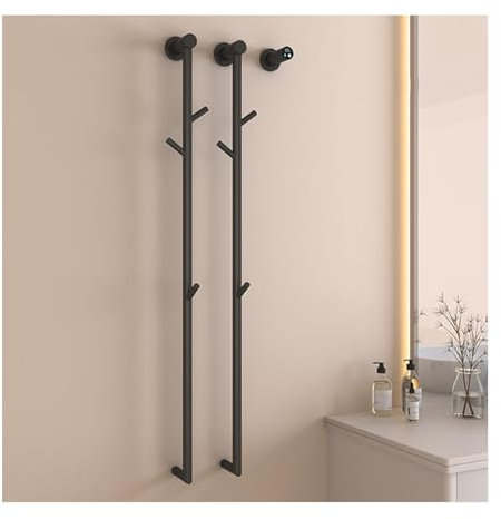 WRJAHCG Scalda Salviette da Bagno Elettrico,Scaldasalviette Elettrico Bagno da Muro,Acciaio Inossidabile Termoarredo Elettrico,Stendino Riscaldato con Termostato Digitale,Nero,A