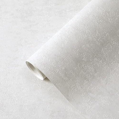 Camiraft Concrete Wallpaper Plain Shabby Chic Wallpaper Feature Natural Damaged Effect Industrial Textured Wallpaper for Living Room Bedroom Kitchen Hallway Stairs Lounge,White