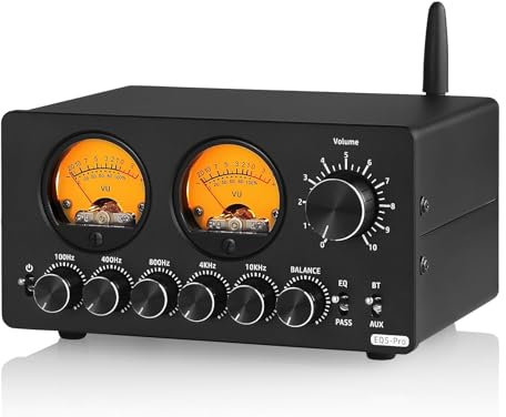 Preamplificatore Audio, Equalizzatore EQ a 5 Bande, con Misuratore VU, Manopola di Controllo del Volume, Audio Decorato Dinamicamente, per Stereo Domestico/Altoparlante per Computer