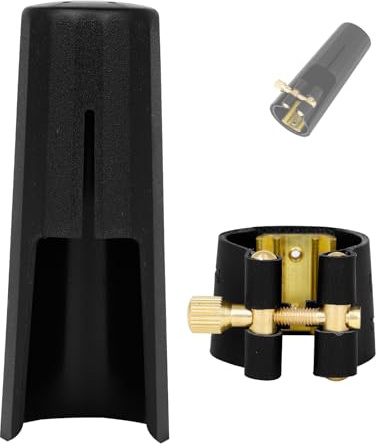 OriGlam - Ligadura de cuero PU para saxofón tenor con clip de sujeción y tapa de plástico para saxofón (tenor)