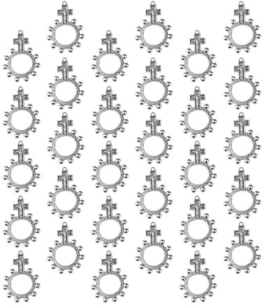 TERNCOEW Set mit 30 katholischen Finger-Rosenkränzen, Finger-Rosenkranz, Ringe mit kleinem Kruzifix, Taschenfinger-Rosenkränze, religiöser Schmuck
