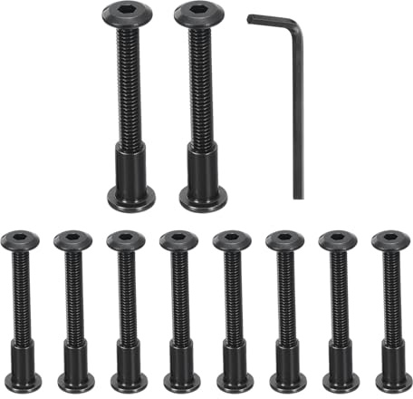 QUARKZMAN 10 Set Bulloni a Testa Esagonale M6x50mm con Dado M6x15mm Nero | Bulloni Testa Cilindrica e Chiave Esagonale Bulloni e Viti per Connettori Mobili per Cintura a Scomparsa Nero