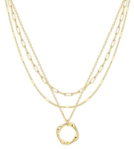VIROMY Guldhalsband för kvinnor 14k Dainty Guldkedja Halsband Layer Halsband Enkel Avtagbar Hängsmycke Kubansk Fiskbenskedja Paperclip Kedja Choker Halsband, 1, Koppar, Ingen ädelsten
