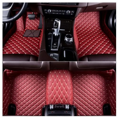 TVVXIO 4 Stück Luxus Autofussmatten für Renault Zoe 2013-2023 2024, Luxus-Kunstleder-Automatten Allwetter-Fußmatten wasserdichte Auto Fussmatten Set,D Red